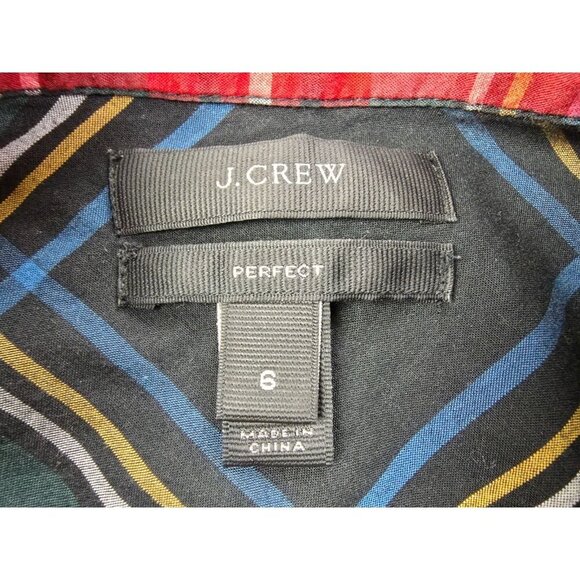 J. Crew Size 6 Womens Perfect Red Green Black White Check Long Sleeve L/S Shirt - Picture 4 of 9